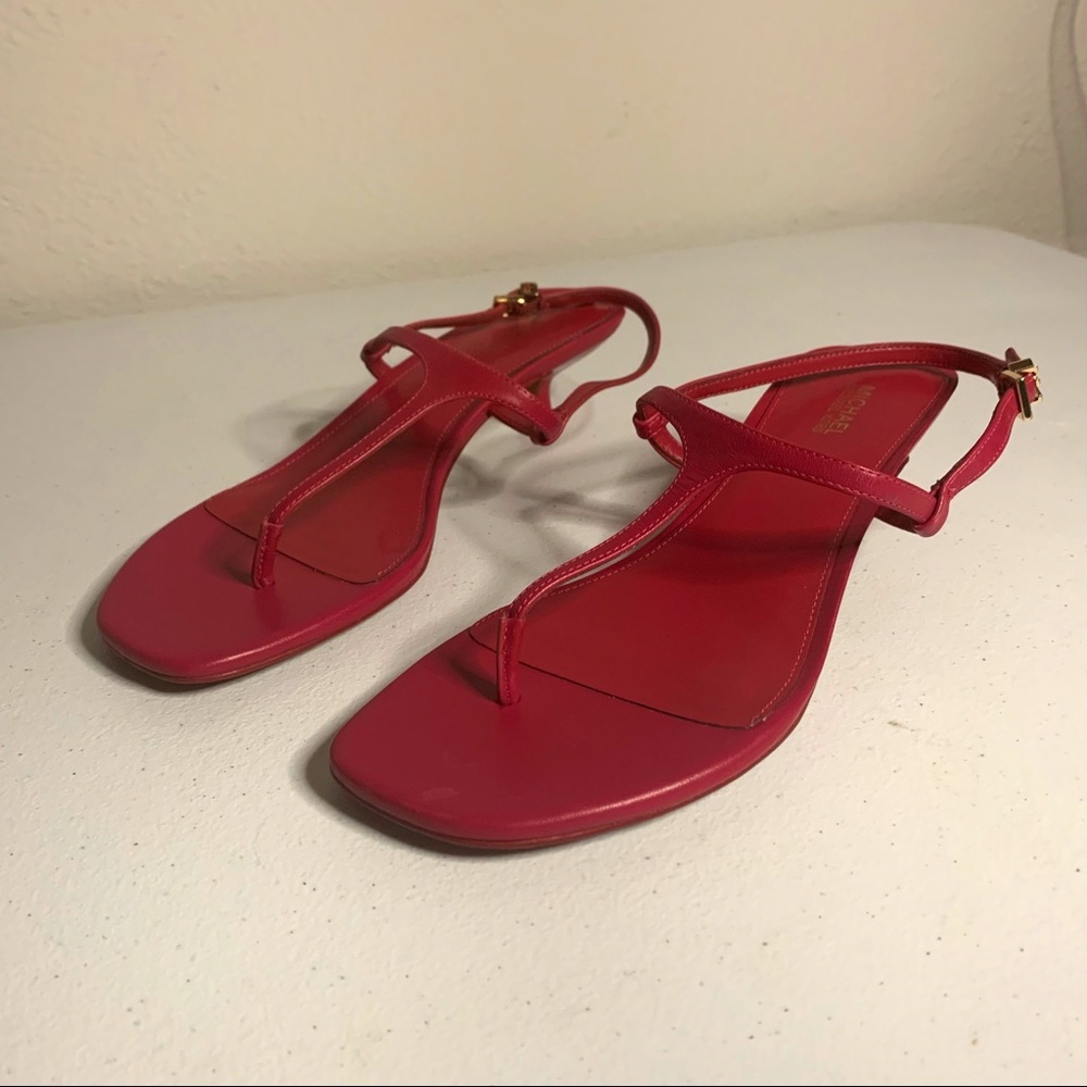 Michael Michael Kors Pink Tasha T Strap Sandals